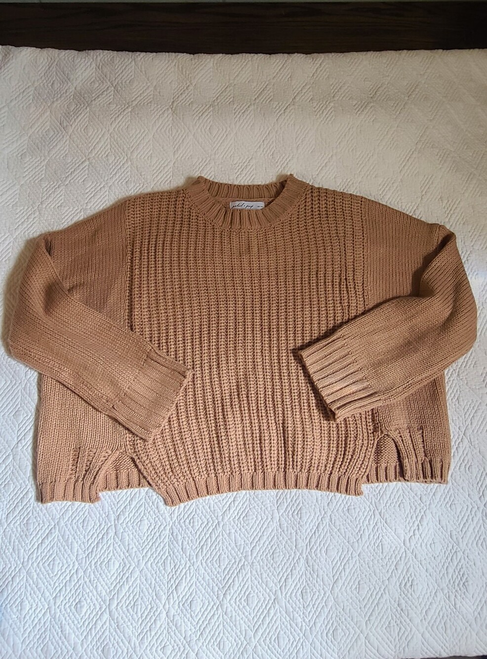 PETAL & PUP_ Cozy Crewneck Knit Sweater in Camel